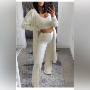 Skims Fuzzy cream colored tank top and bottoms